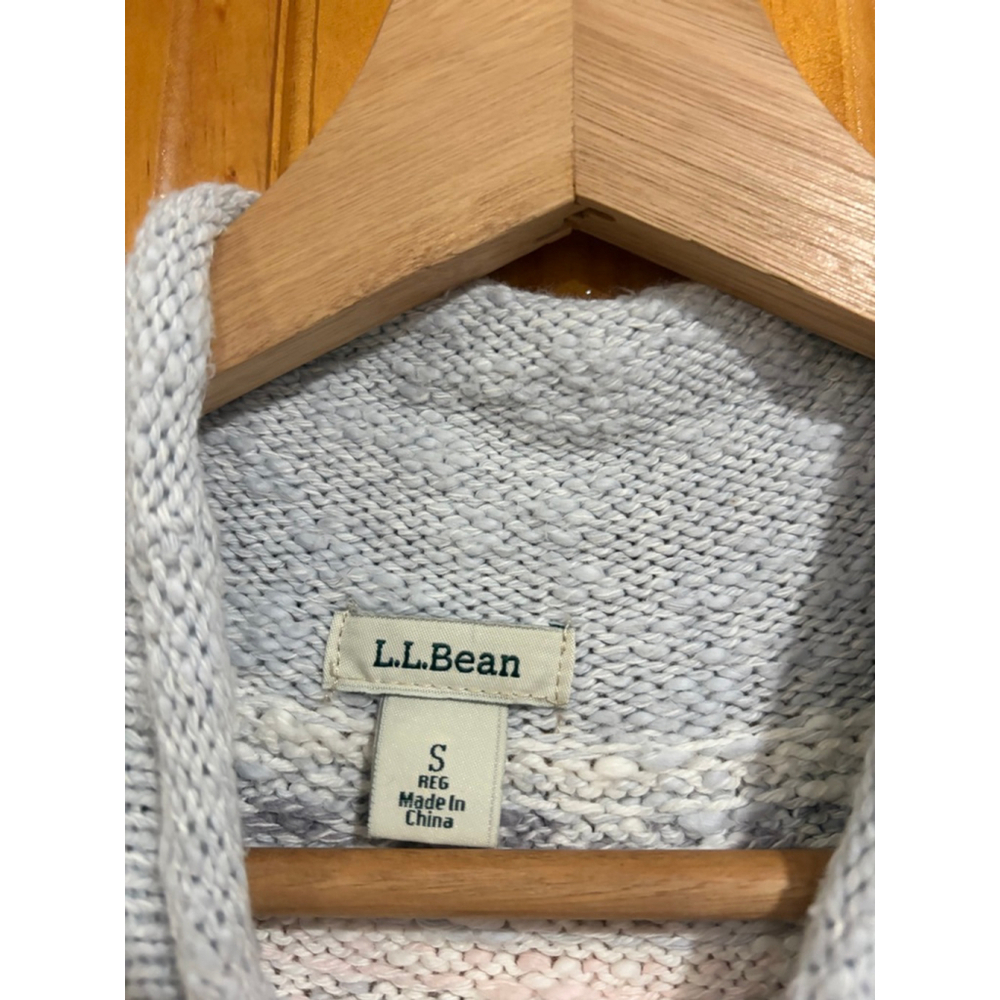 LL Bean Fair Isle Roll Neck Sweater Gray Nordic Cotton Small - Picture 2 of 6